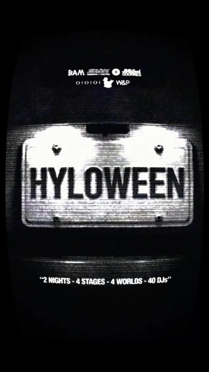 HYLOWEEN poster: 2 nights, 4 stages, 4 worlds, 40 DJs