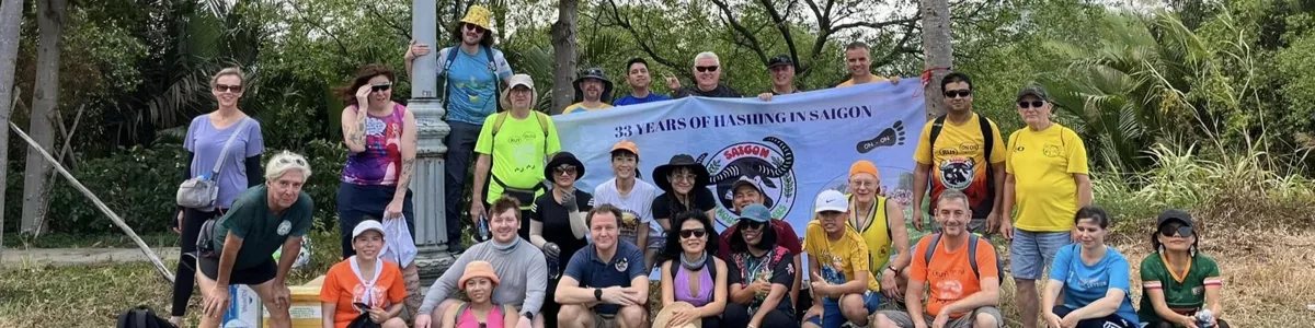 Saigon Hash House Harriers club group photo from its official website; illustrative, not the 25 October 2026 run