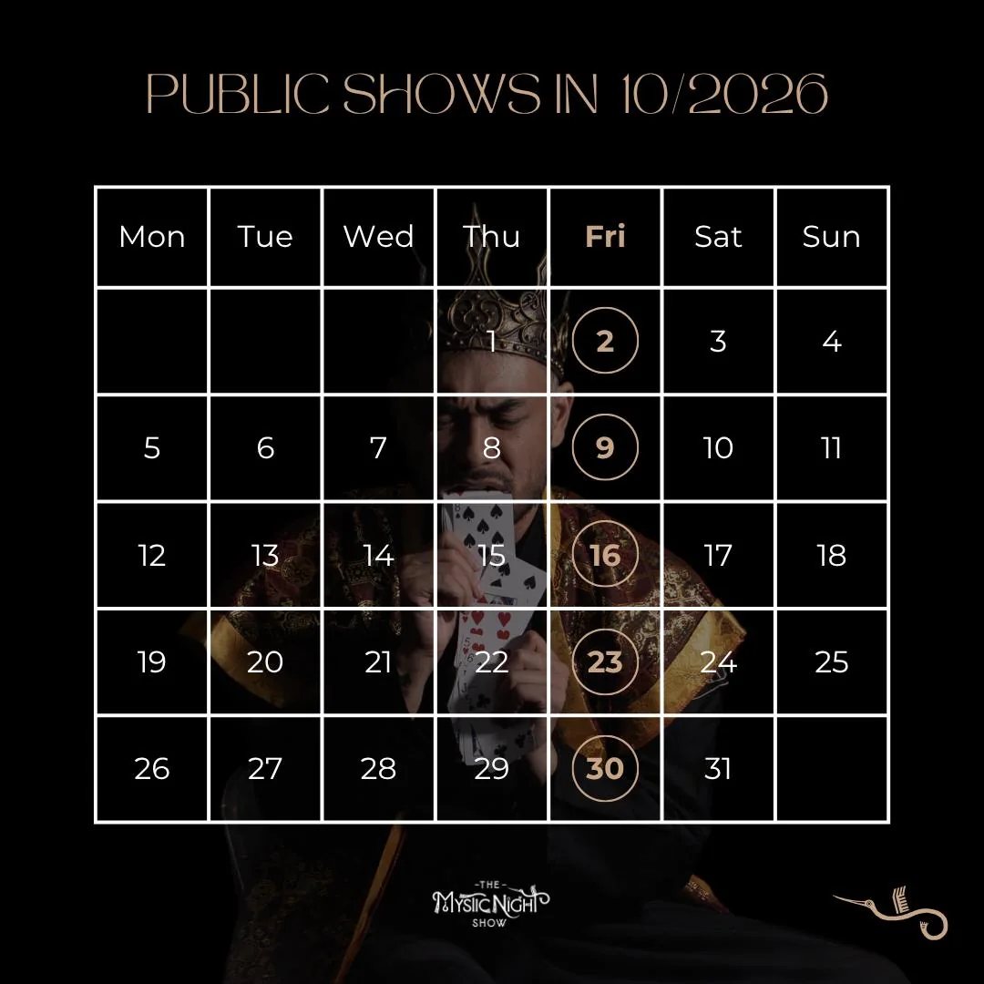 Organizer promotional poster including The Mystic Night Show — 30 October.