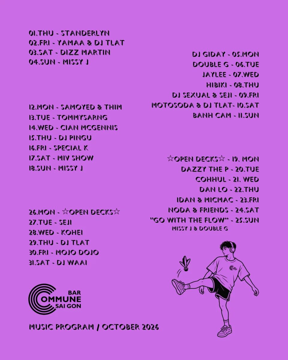 Bar Commune 2026-10 2026 dated music programme.