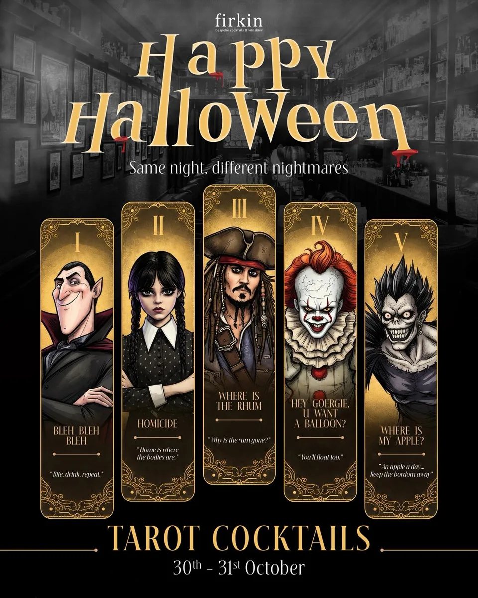 Firkin Halloween tarot cocktail poster announcing 30–31 October