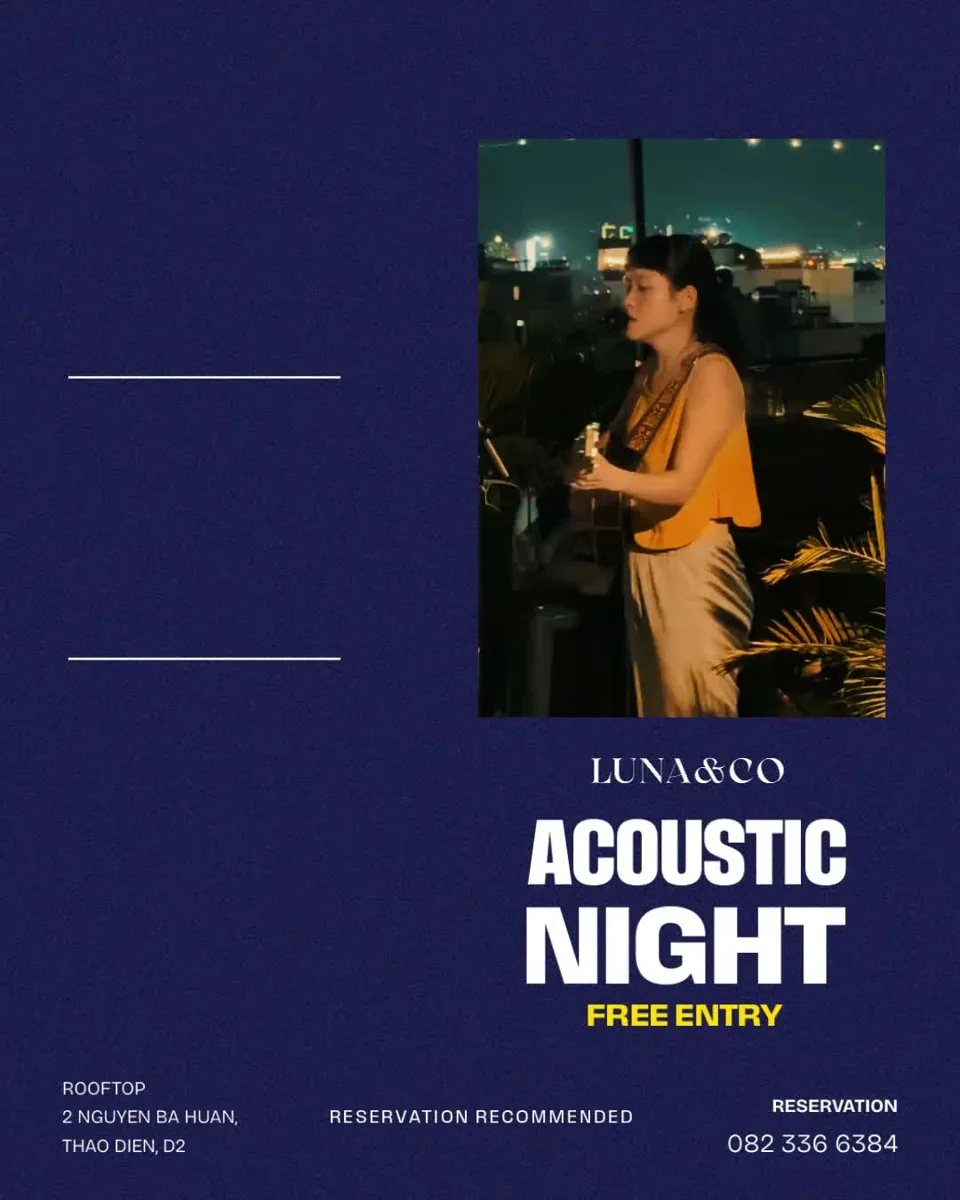 Luna & Co. acoustic-night reel cover for the full 30 October–1 November programme: Annie Pham Friday, Minh Hang Saturday and Marina’s farewell Sunday; the cover itself gives no dates.