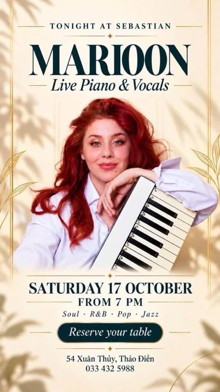 Original announcement artwork for Marion: Live Piano and Vocals