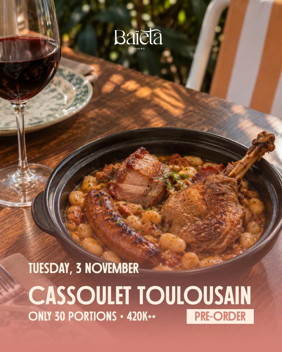 Cassoulet Toulousain, Tuesday 3 November, 30 portions, 420k++, pre-order.