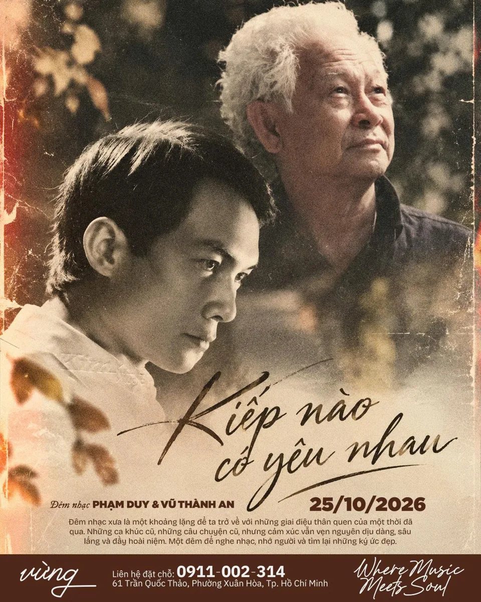 Kiếp Nào Có Yêu Nhau poster, Phạm Duy and Vũ Thành An night, 25 Oct 2026