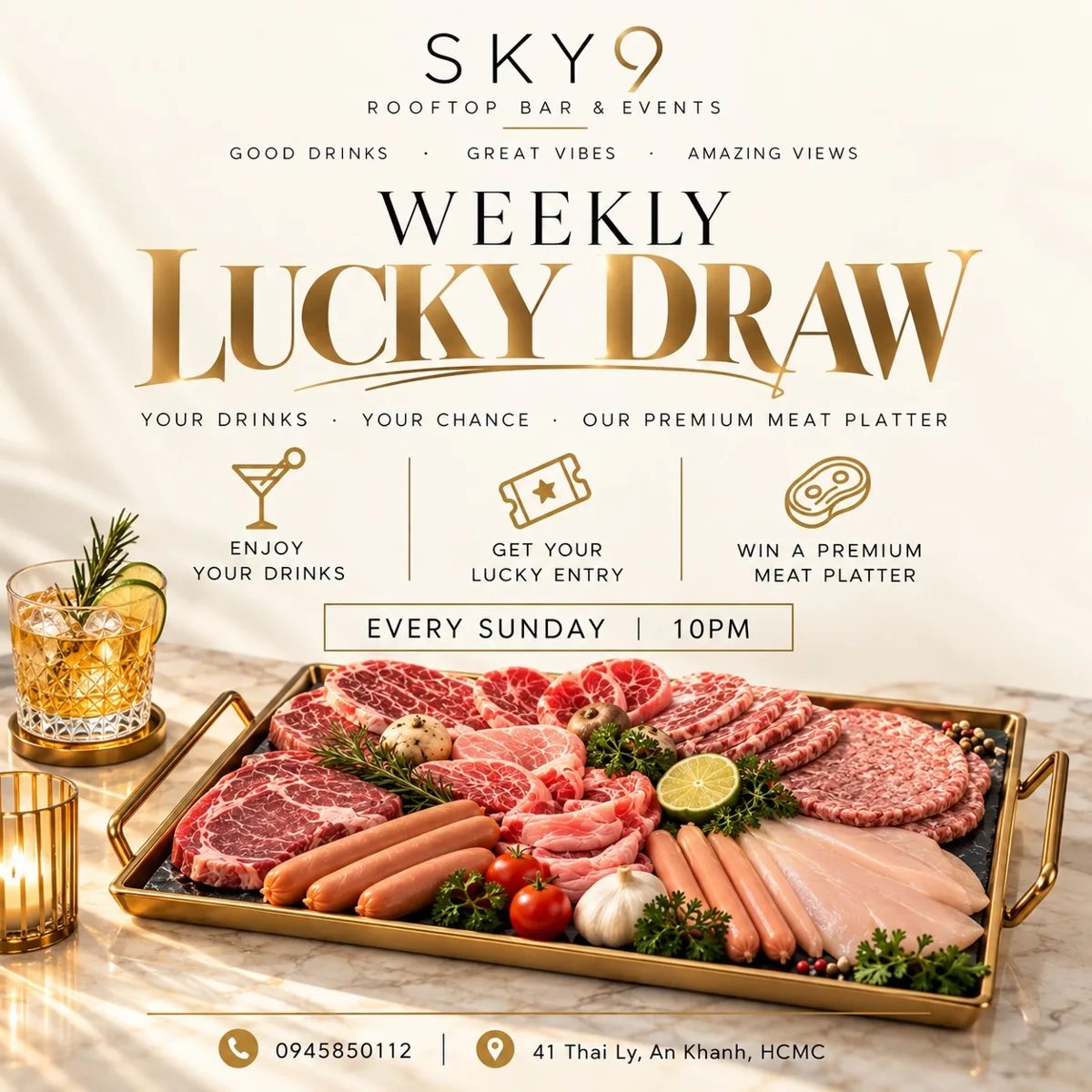 Sky9 Weekly Lucky Draw poster, every Sunday 10PM