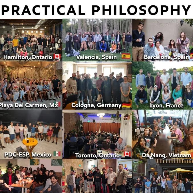 Practical Philosophy Club montage of group photos in multiple cities, including Da Nang; generic series art with no Saigon session date.