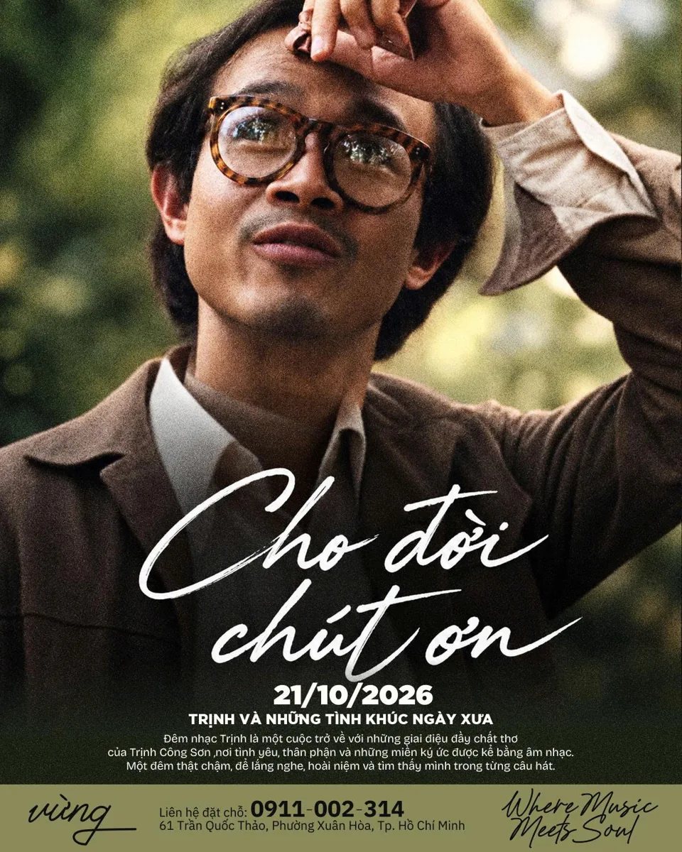Cho Doi Chut On poster, a Trinh Cong Son songs night on 21/10/2026 at Vung Oi Mo Ra, 61 Tran Quoc Thao