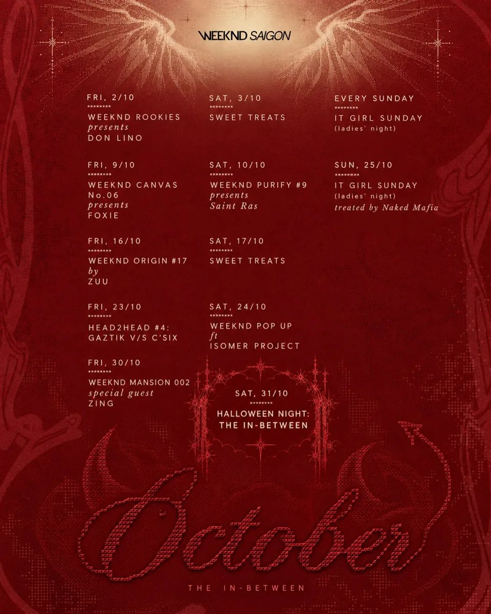 Weeknd SGN October programme featuring Foxie, Saint Ras, Zuu, and Gaztik vs C’Six