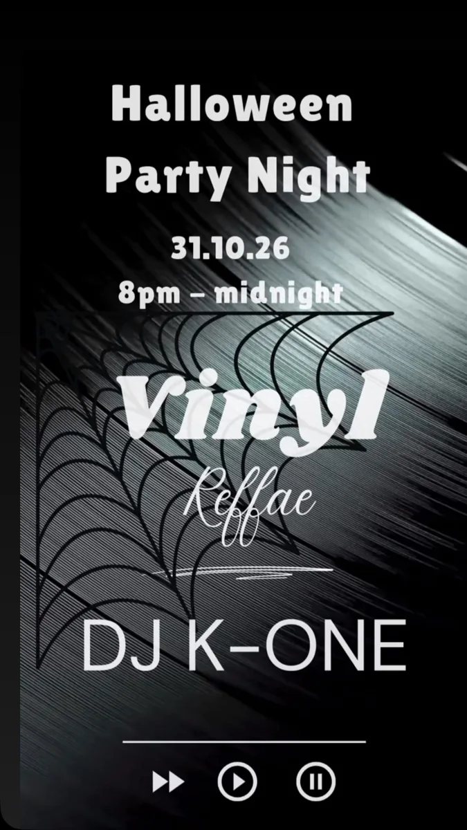 Kanpai Halloween Party Night poster showing 31 October 2026, 8 pm to midnight, DJ K-ONE