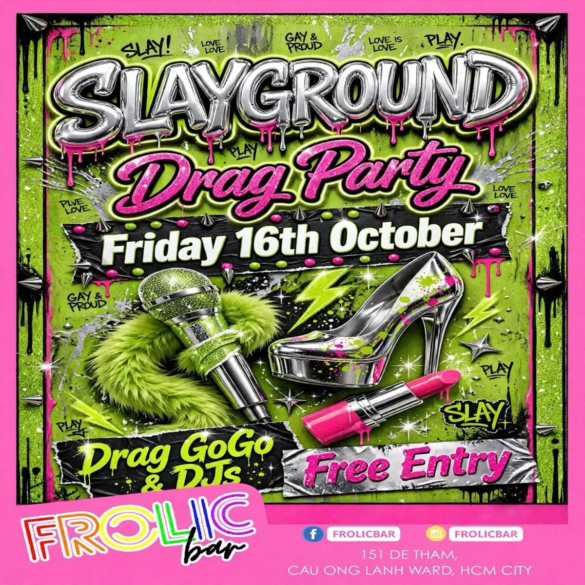 Slayground Drag Party at Frolic poster