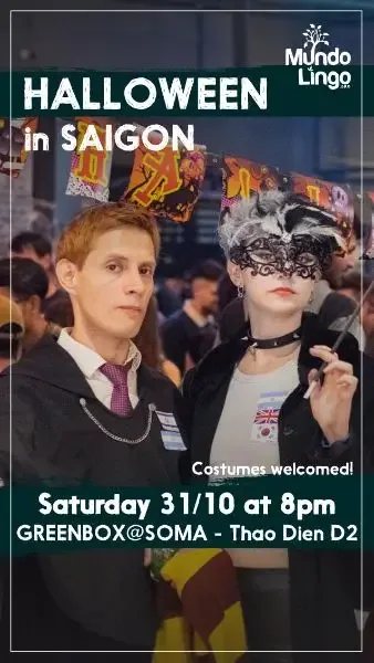 Mundo Lingo Halloween poster for Saturday 31 October at Greenbox Soma.