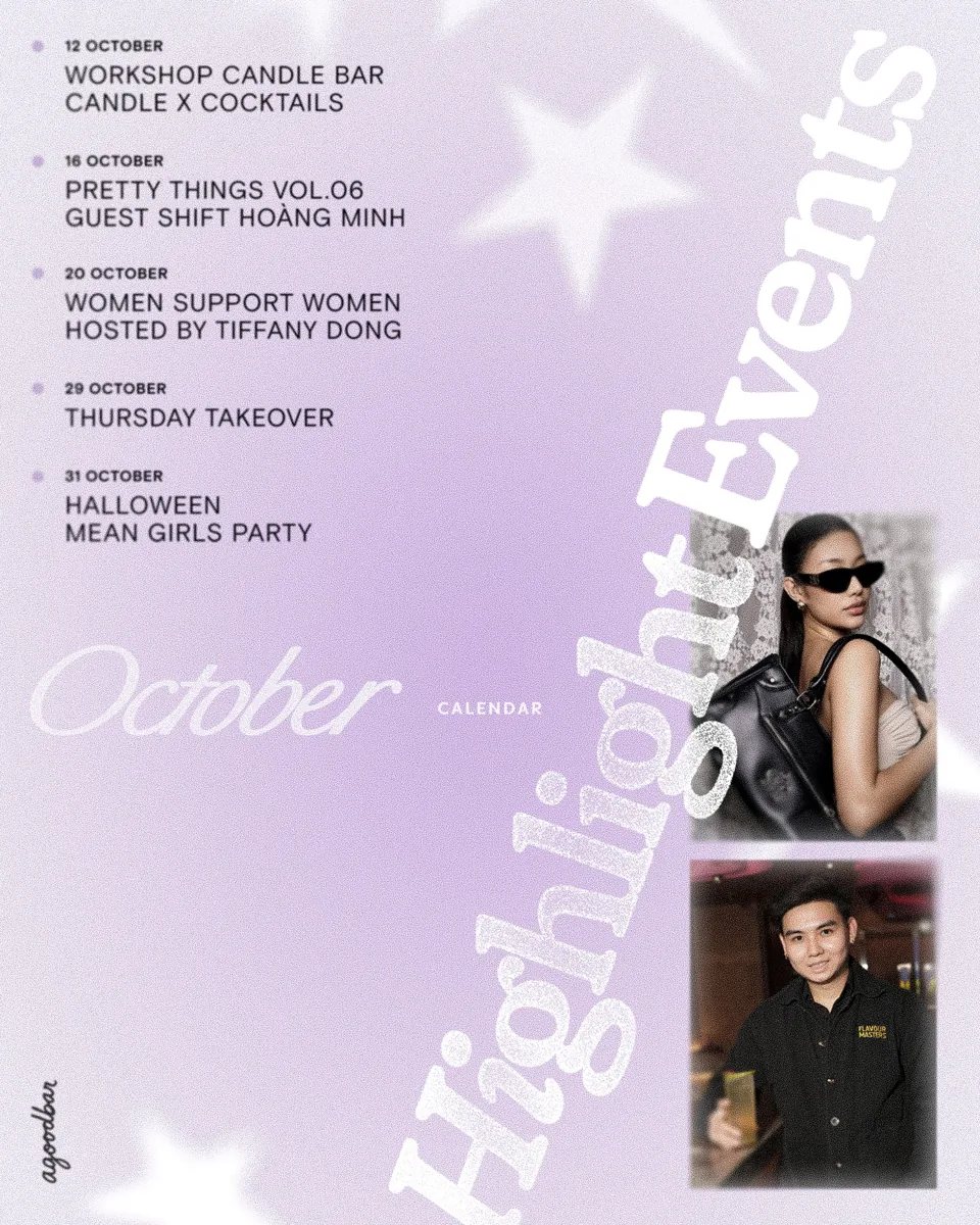 A Good Bar October highlight events calendar poster