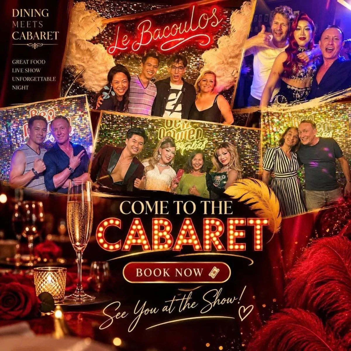 Le Bacoulos Ben Nguyen Folies cabaret promotional collage