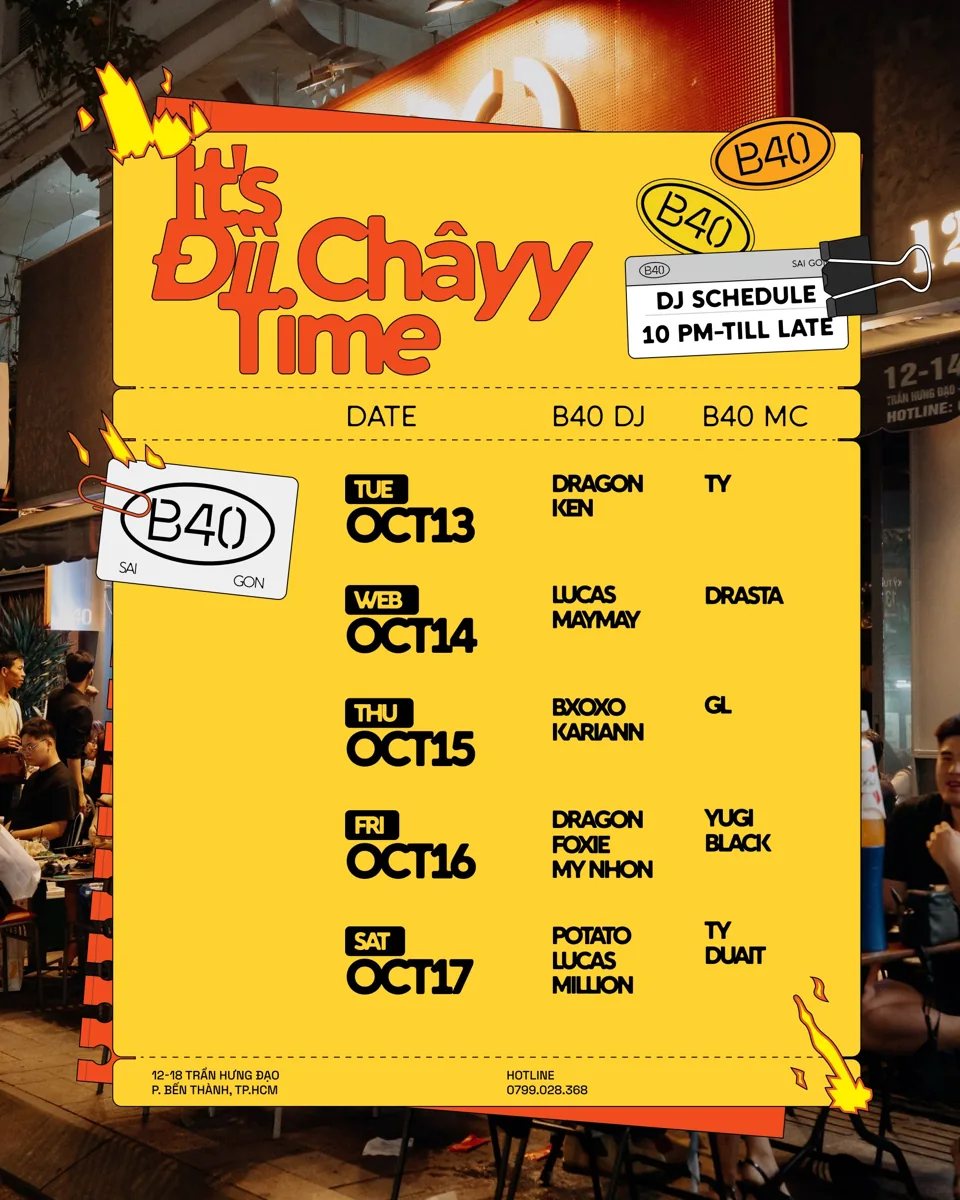 B40 weekly DJ schedule with the October 13–17 lineups