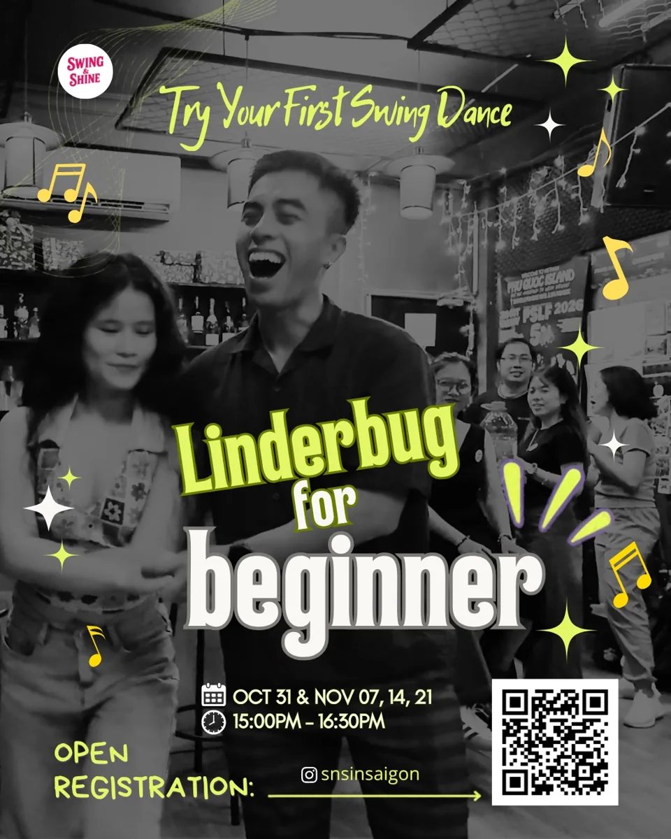 Swing&Shine Linderbug for beginner poster covering Oct 31 and Nov 7, 14, 21 (15:00-16:30)