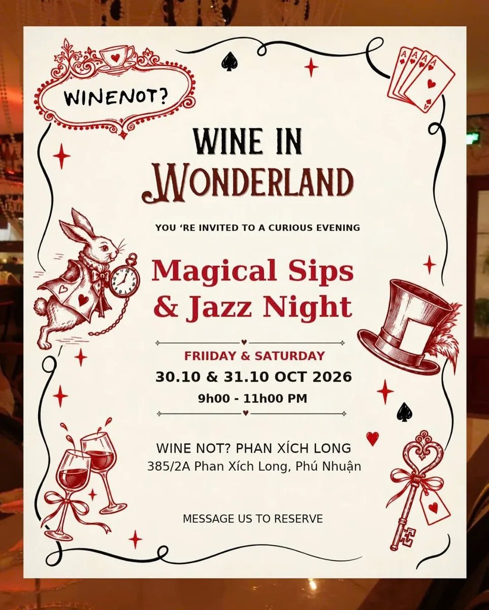 Wine in Wonderland jazz night poster