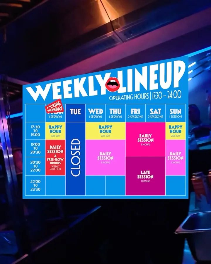Ba Hoa weekly session timetable.