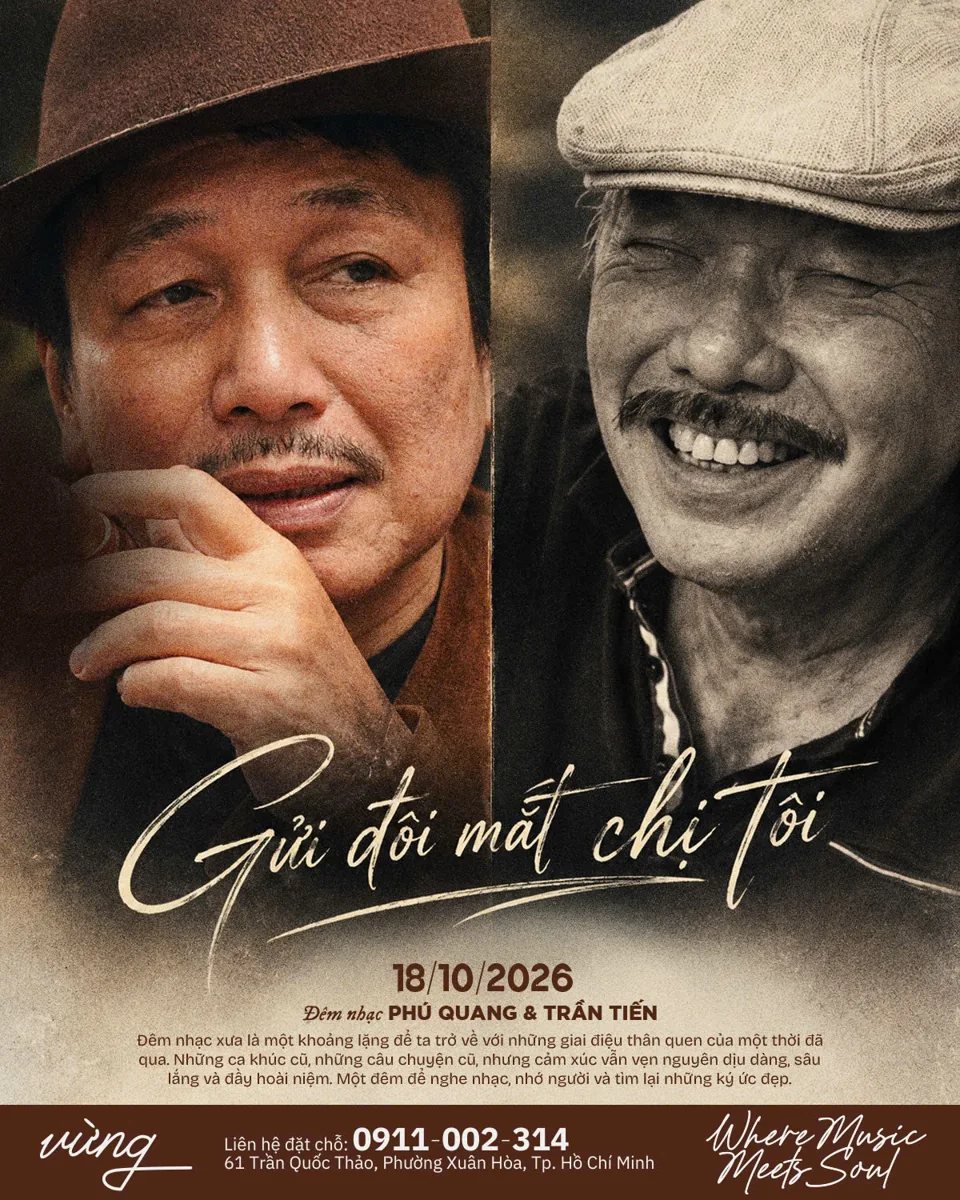 Organizer artwork for Gửi Đôi Mắt Chị Tôi: Songs of Phú Quang and Trần Tiến, dated 2026-10-18
