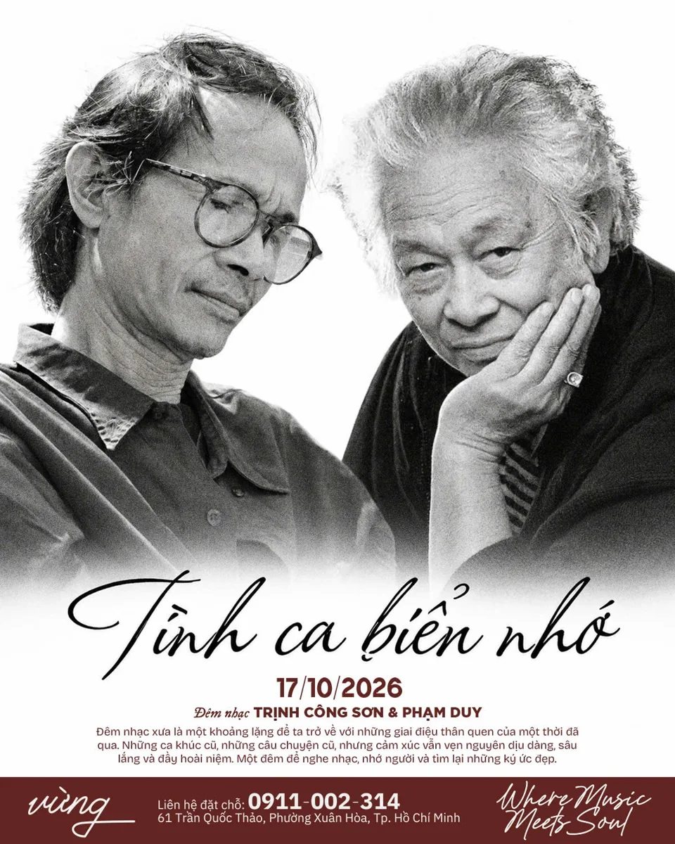 Organizer artwork for Tình Ca Biển Nhớ: Songs of Trịnh Công Sơn and Phạm Duy, dated 2026-10-17