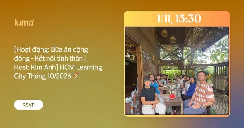 Luma event card for Community Meal: Connecting Through Kinship on 1 November at Vườn Xà Bần.