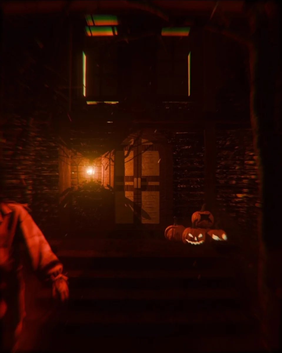 Dark Halloween doorway and glowing jack-o-lanterns from ARTH SGN’s Velvet Requiem announcement reel for 31 October.