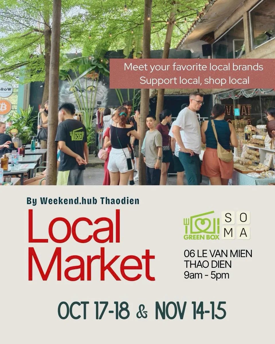 Organizer promotional poster including Weekend.Hub Local Market — 15 November.