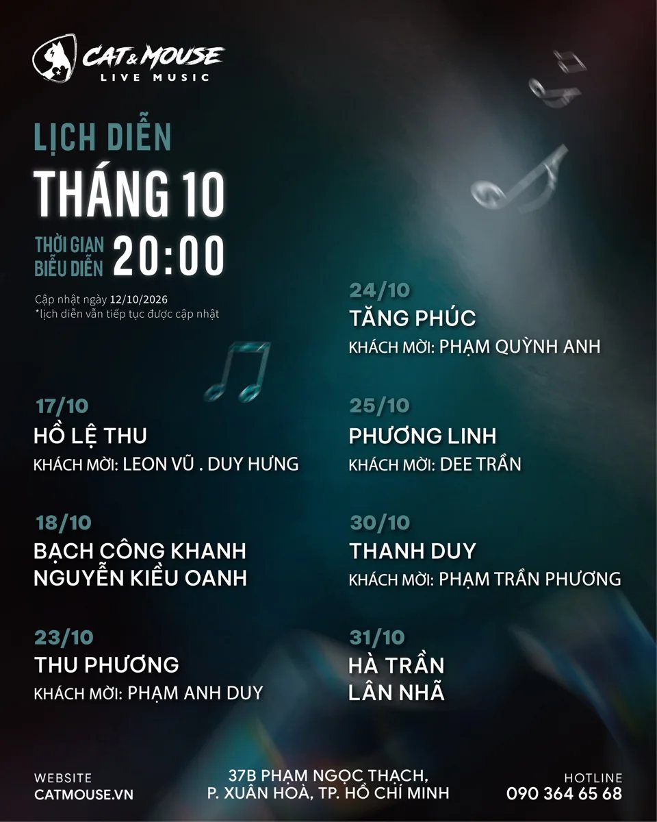 October 2026 Cat & Mouse performance calendar