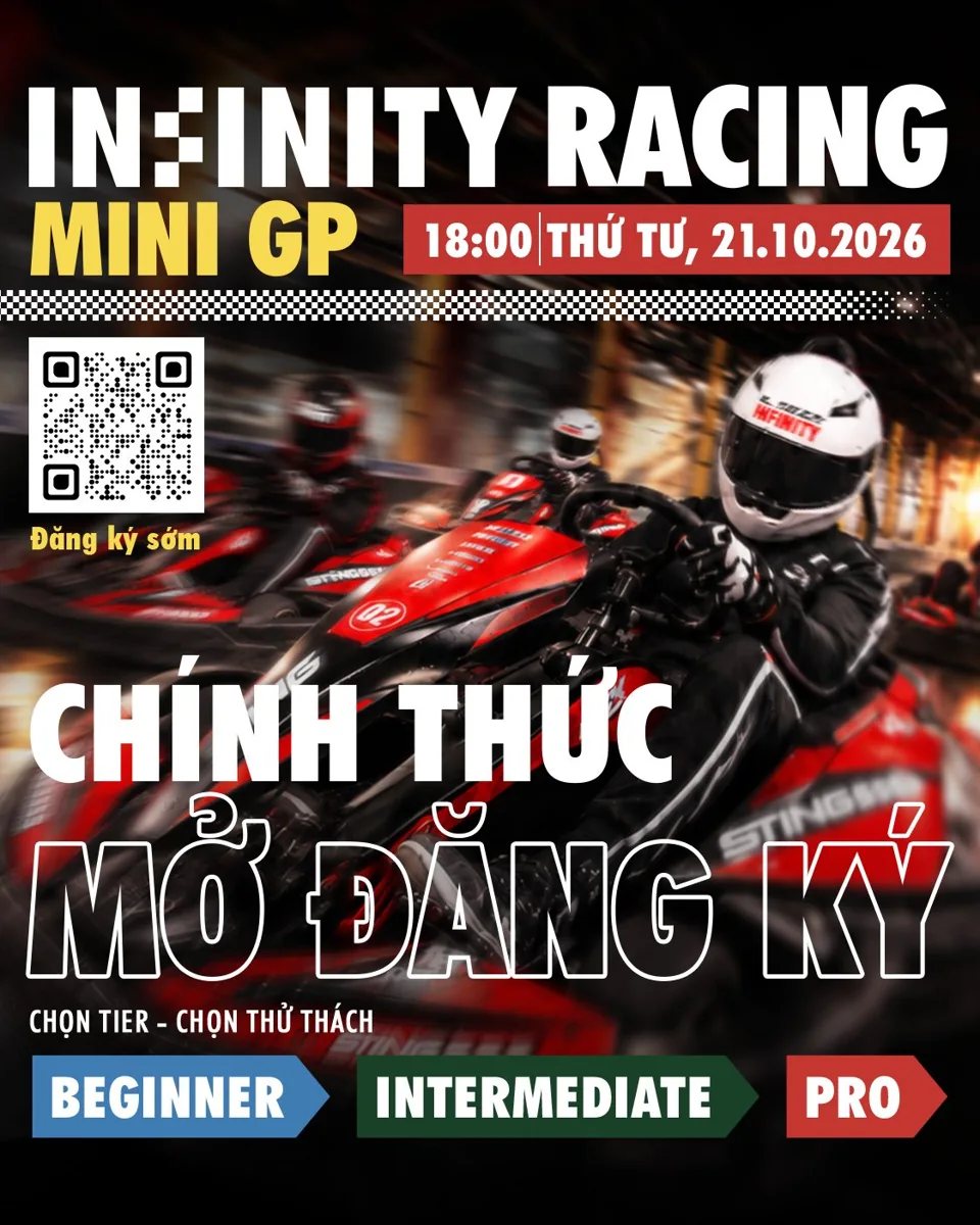 Infinity Racing Mini GP registration poster, 18:00 Wednesday 21.10.2026