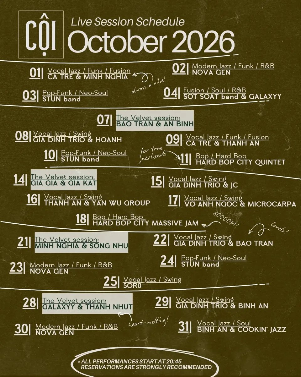 CỘI 2026-10 original live-session calendar