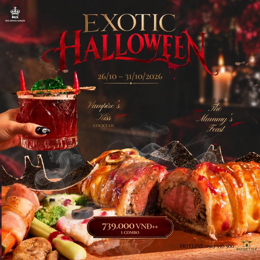 Organizer image accompanying Exotic Halloween set at Rex Hotel Saigon.
