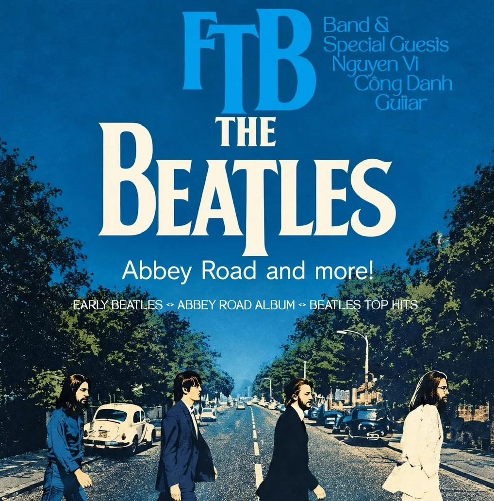 Yoko Beatles Night poster featuring FTB Band and guests, early Beatles songs and Abbey Road; the 30 October date comes from the organizer caption.