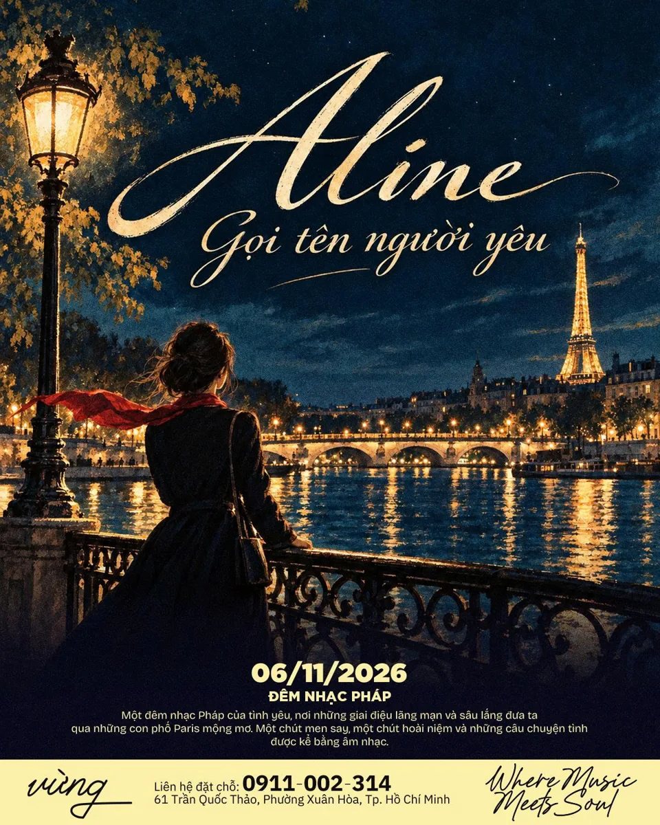 Aline – Gọi Tên Người Yêu music night poster dated 2026-11-06 at Vừng Ơi Mở Ra