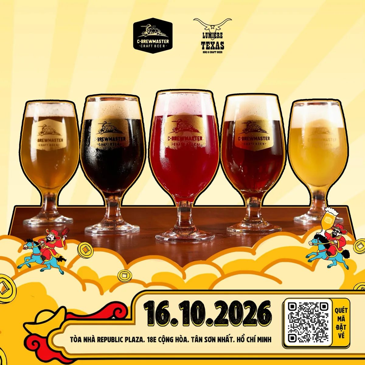 Craft beer flight with date 16.10.2026 and Republic Plaza address