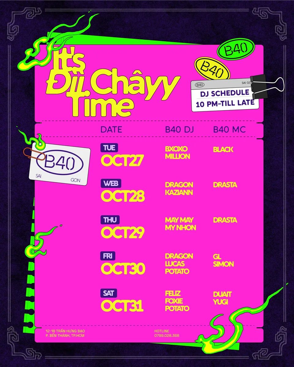 B40 October 27–31 DJ/MC schedule