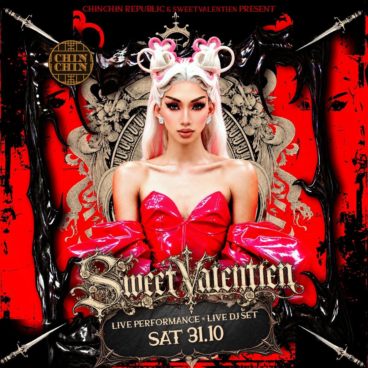 SweetValentien Halloween Performance at ChinChin event poster.