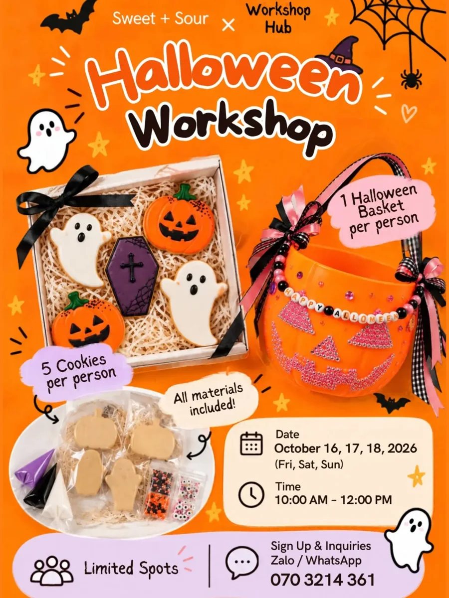 Halloween Cookie Making & Basket Customization workshop poster