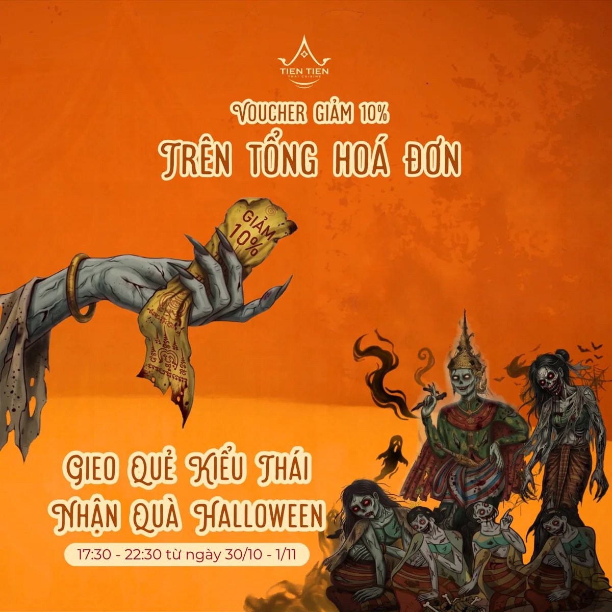 Tiên Tiên Thai Cuisine Halloween lucky draw, 30 October–1 November, 5:30–10:30pm