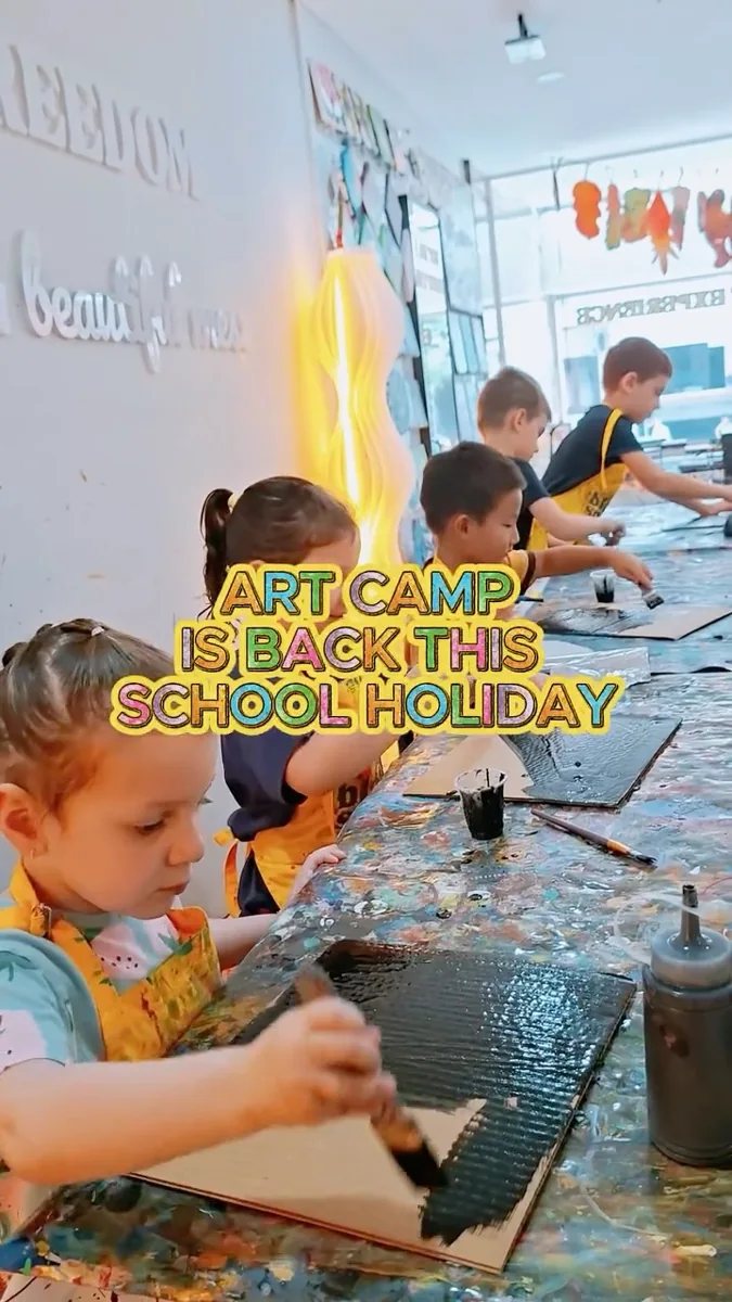 Art Camp is Back This School Holiday poster frame from Blank Space Studio's Autumn Camp 2026 reel