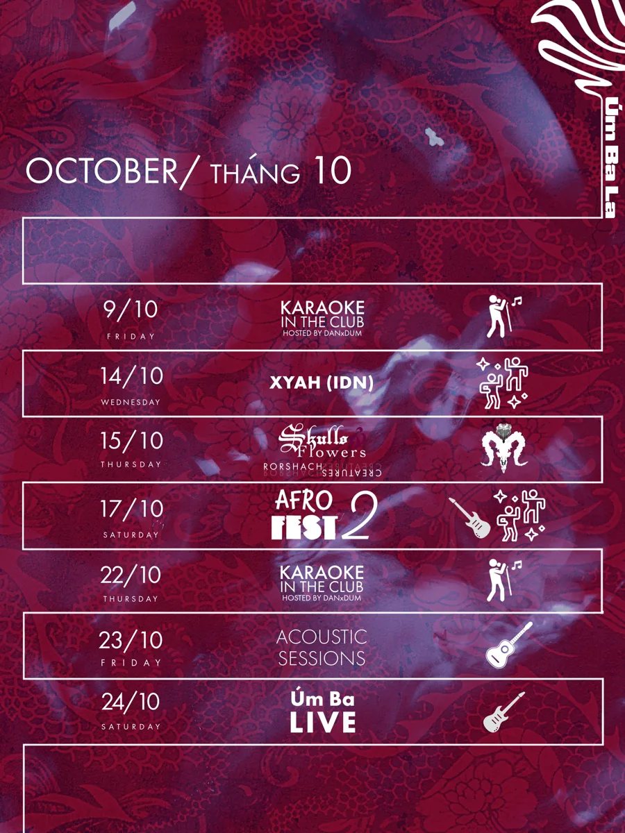 Úm Ba La October programme poster