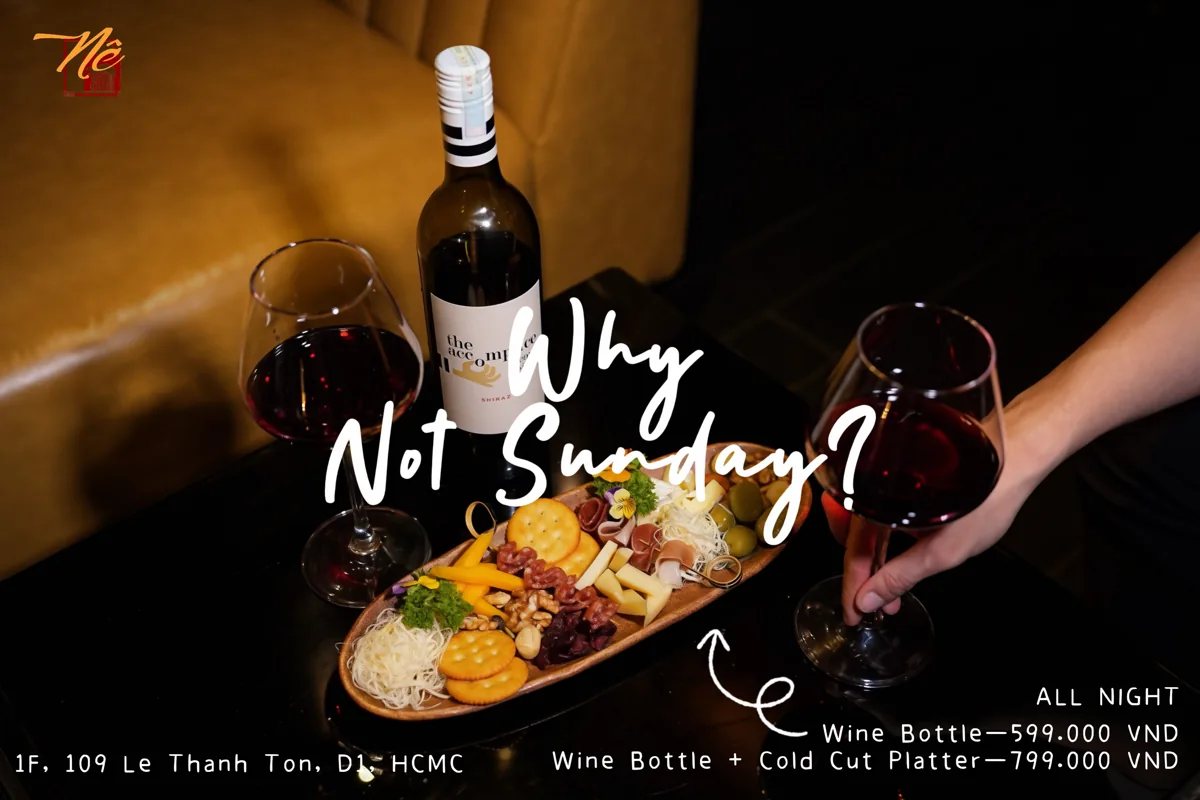 Wine and cold cut platter at Nê Saigon Cocktail Bar for Wine Not Sunday promotion