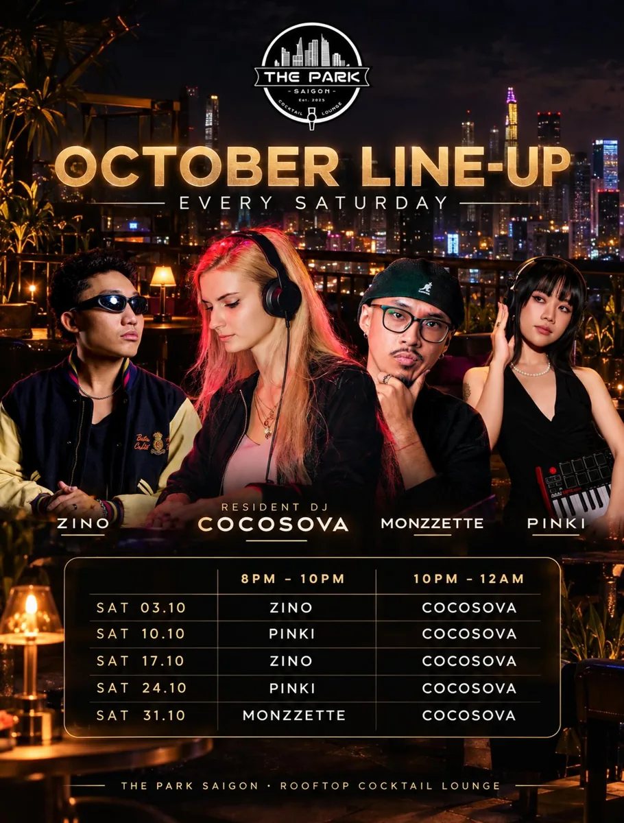 The Park October DJ line-up poster