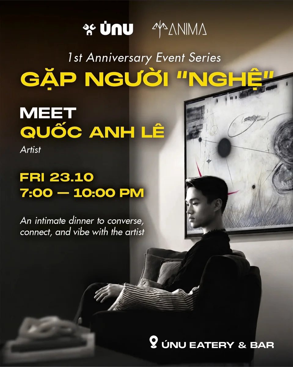 ÚNU and ANIMA artist dinner poster for Quốc Anh Lê on October 23, 2026.