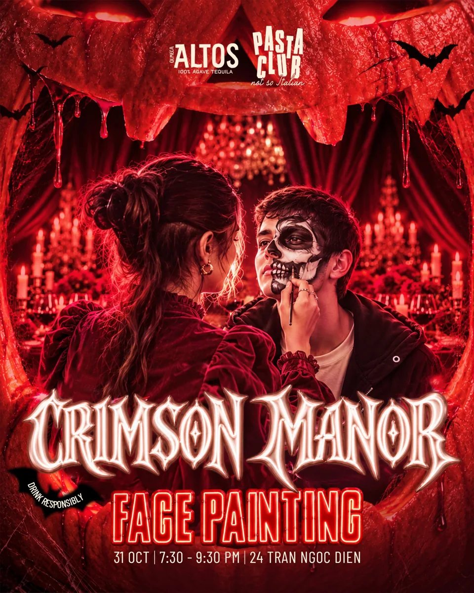 Pasta Club Halloween programme at Hai Ba Trung and Tran Ngoc Dien branches, 30–31 October.