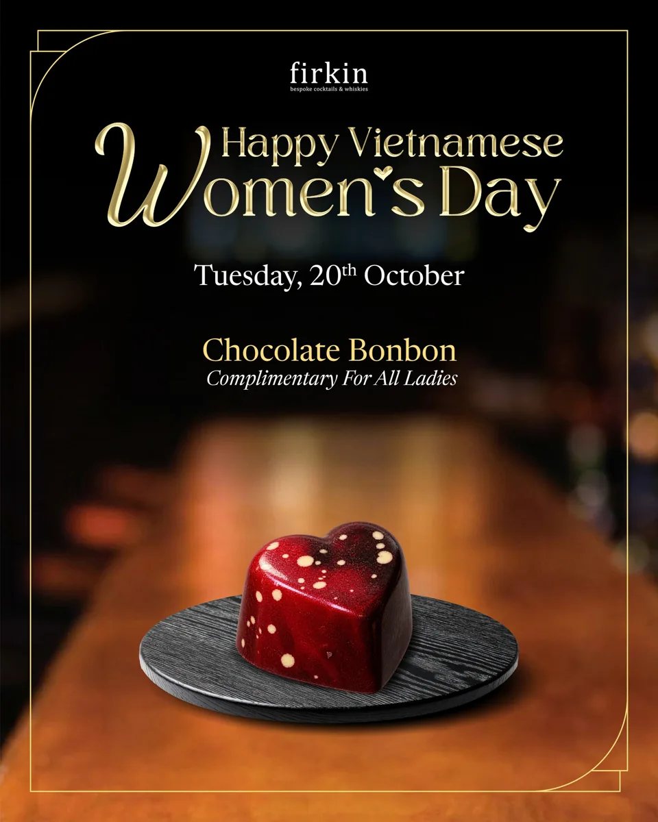 Firkin Happy Vietnamese Women's Day poster, 20 October, complimentary chocolate bonbon