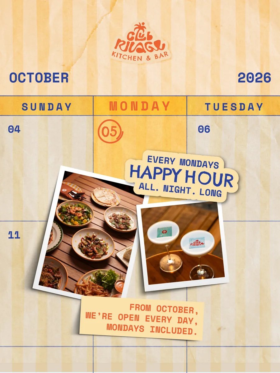 Club Rivage Monday all-night happy hour poster