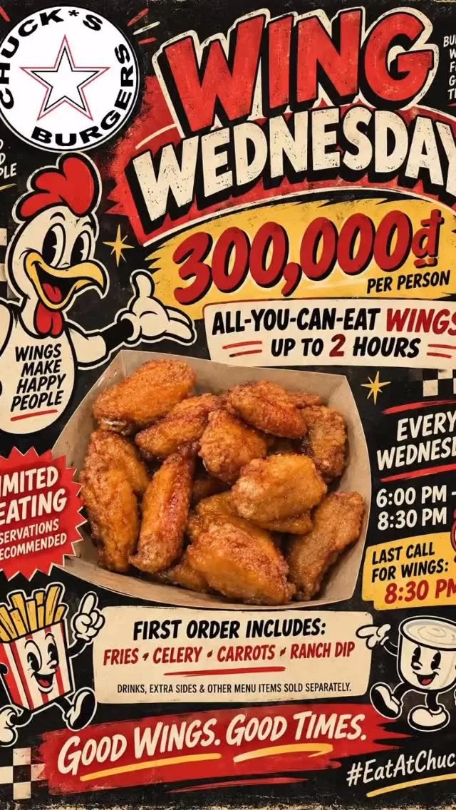 Wing Wednesday at Chuck’s organizer artwork