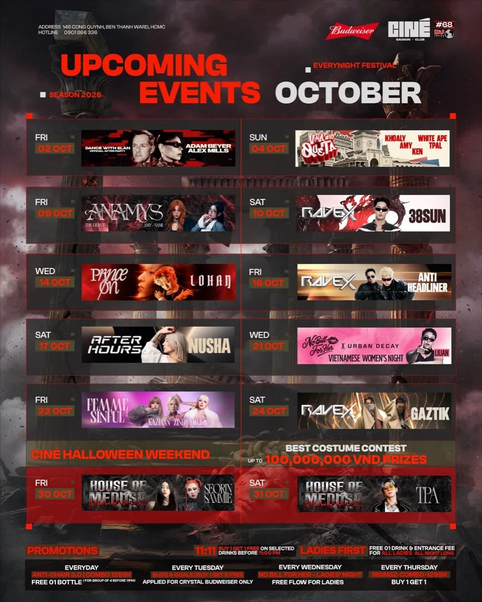 Original October2026 organizer calendar listing House of Medusa: TPA on 2026-10-31
