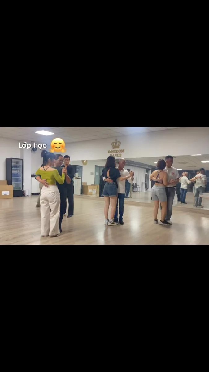 Kizomba students dancing in the Kingdom Dance studio, shown in Hai Ngo’s class announcement reel.