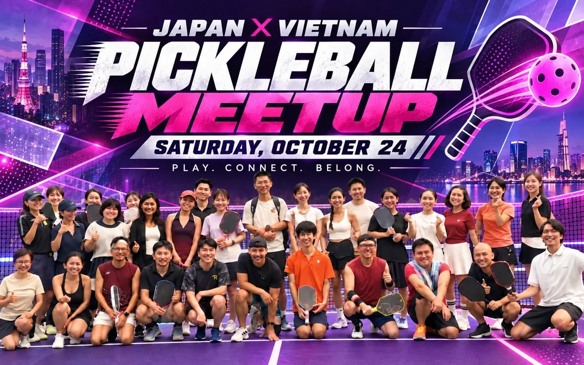 PICKLE PREMIUM Japan–Vietnam pickleball meetup poster for Saturday 24 October 2026; promotional group graphic, not a photo of TOP Pickleball.